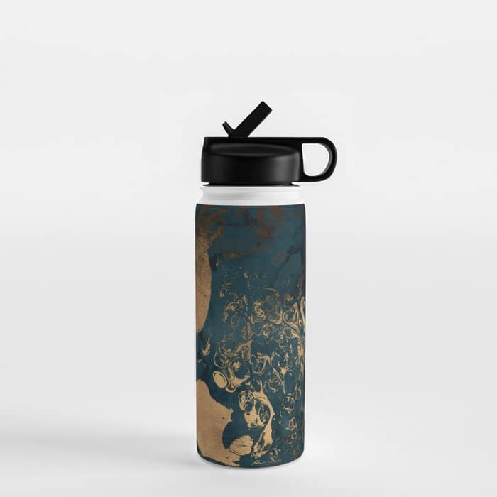 Emerald Indigo And Copper Glamour Marble Water Bottle