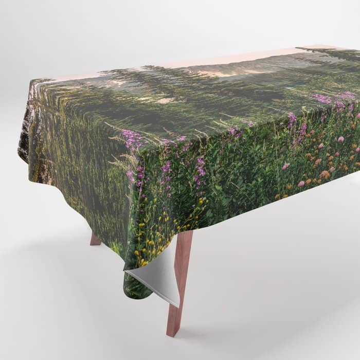 Mount Rainier Wildflower Adventure - National Park Wanderlust Tablecloth