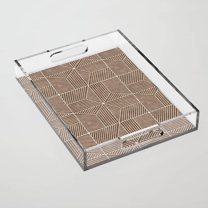 Bohemian Geometric Tiles - Brown Acrylic Tray