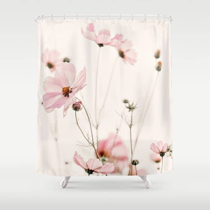 Cosmea Dancing Creme Beige Shower Curtain