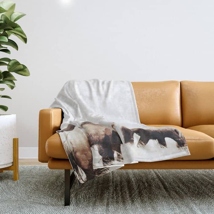 Wild And Free 2 - Horses Of Iceland Throw Blanket
