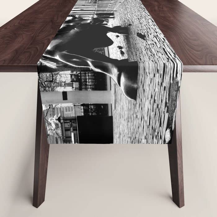 Fearless Girl And The Charging Bull Table Runner