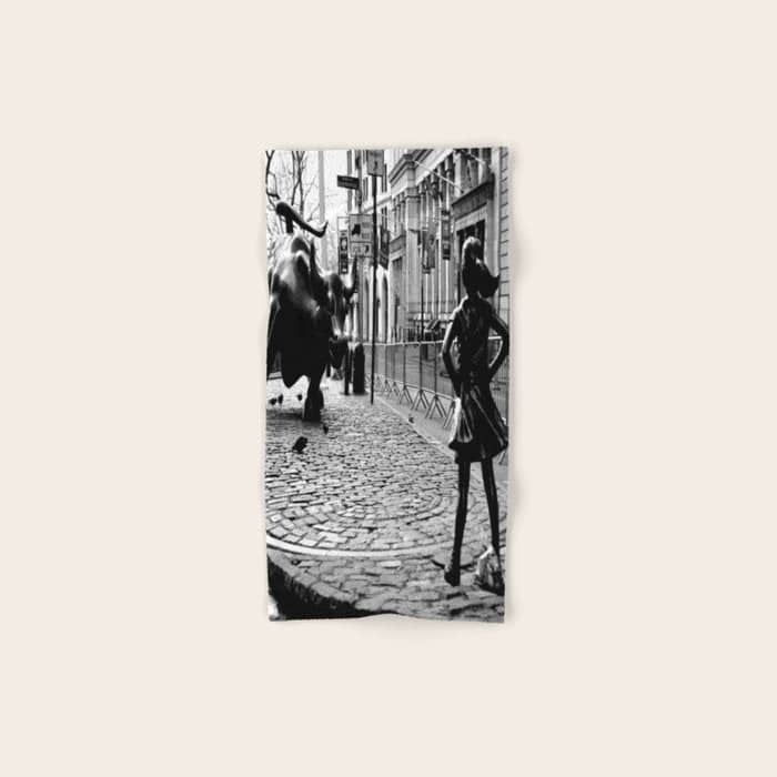 Fearless Girl And The Charging Bull Bath Towel