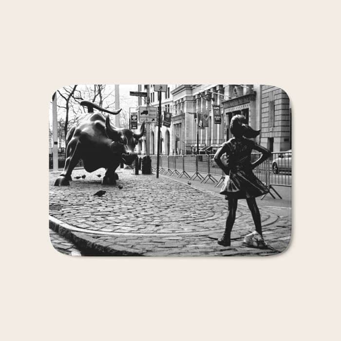 Fearless Girl And The Charging Bull Bath Mat