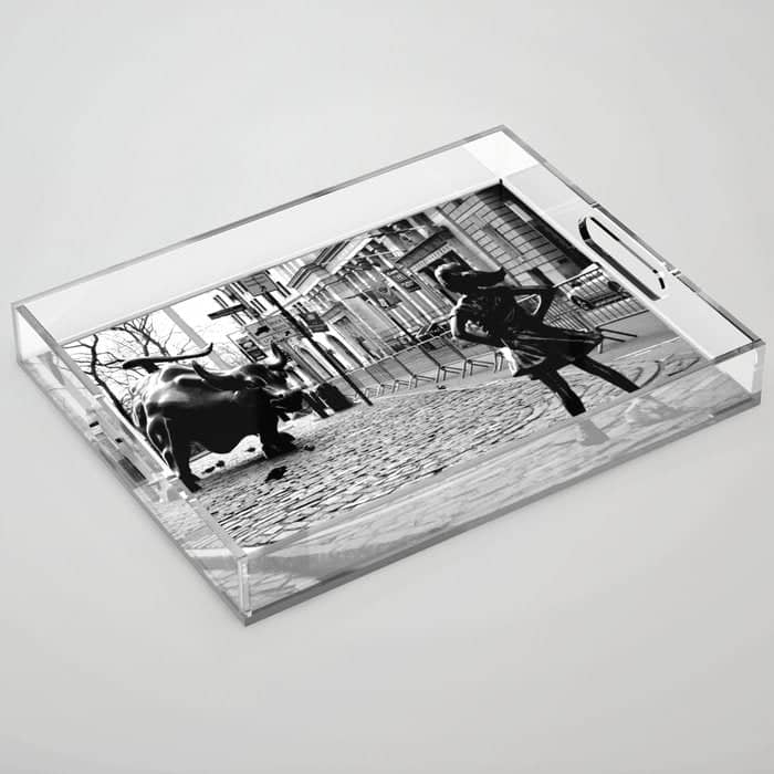 Fearless Girl And The Charging Bull Acrylic Tray
