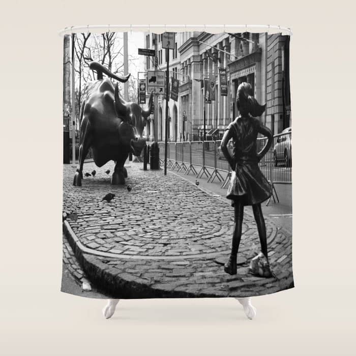 Fearless Girl And The Charging Bull Shower Curtain