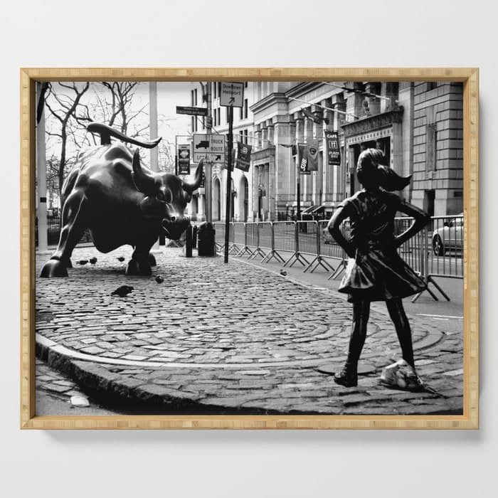 Fearless Girl And The Charging Bull Serving Tray