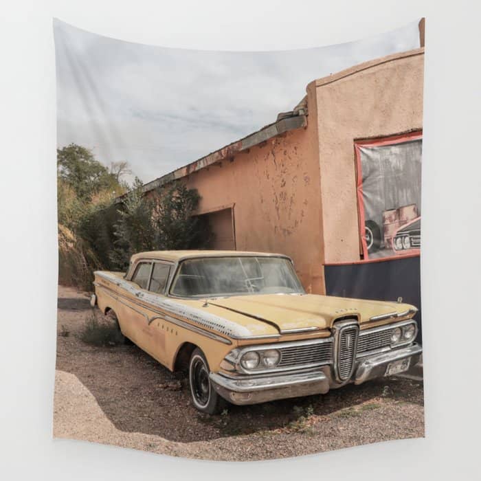 Vintage American Car Art Print | Famous Route 66 Scene Arizona Photo | Usa Color Travel Photography Wall Tapestry