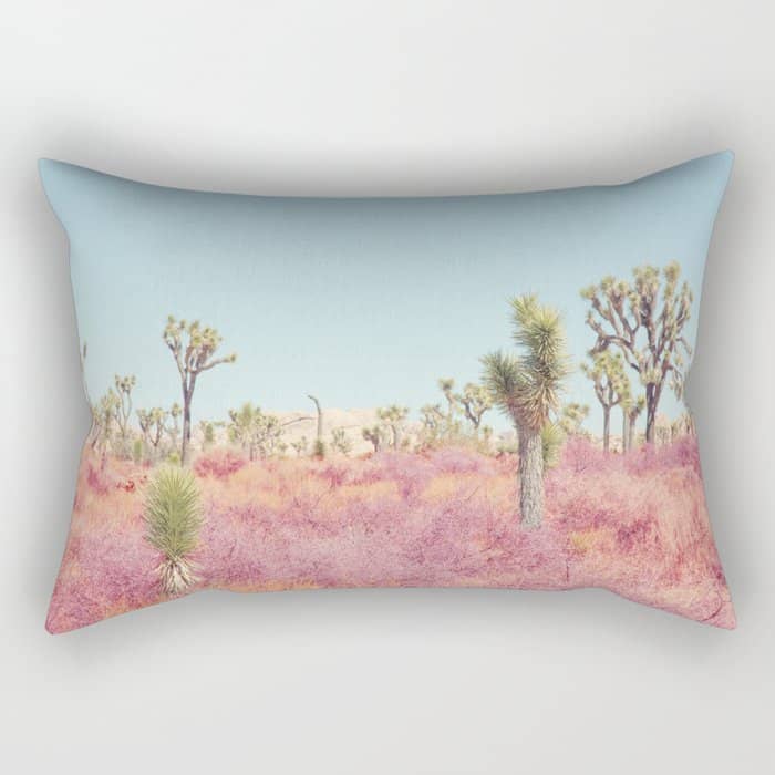 Surreal Pink Desert - Joshua Tree Landscape Photography Rectangular Pillow