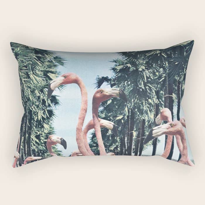 Palm Trees & Flamingos Rectangular Pillow