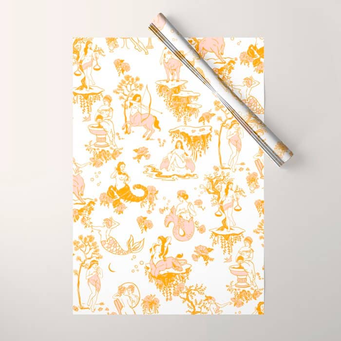 Gold Zodiac Toile Pattern Wrapping Paper