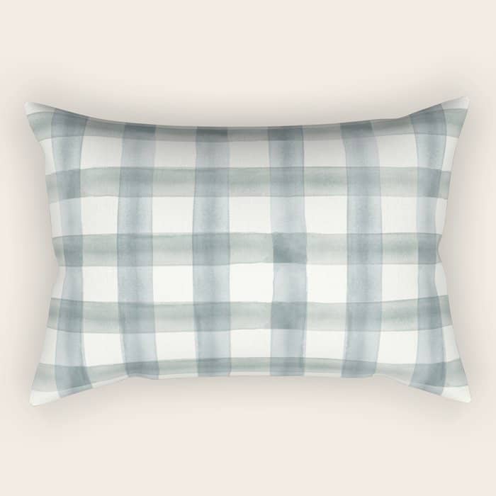 Watercolor Plaid - Muted Blue Rectangular Pillow