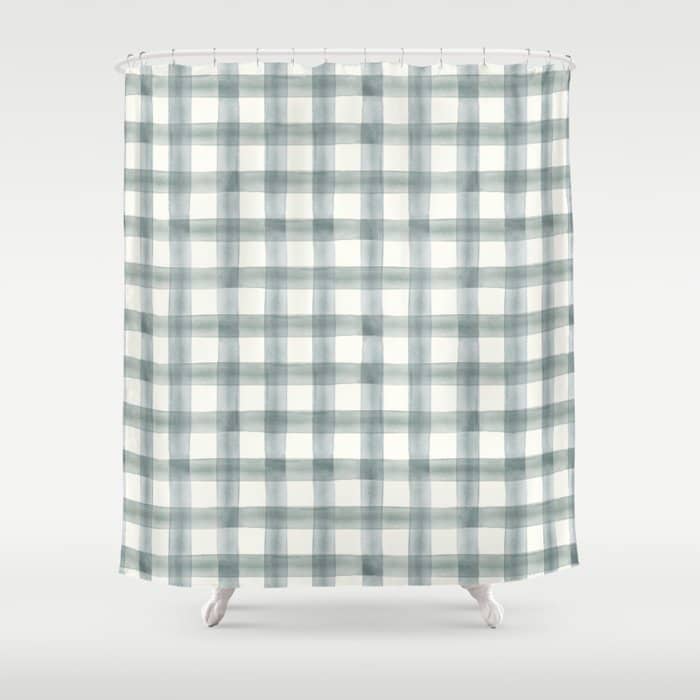 Watercolor Plaid - Muted Blue Shower Curtain