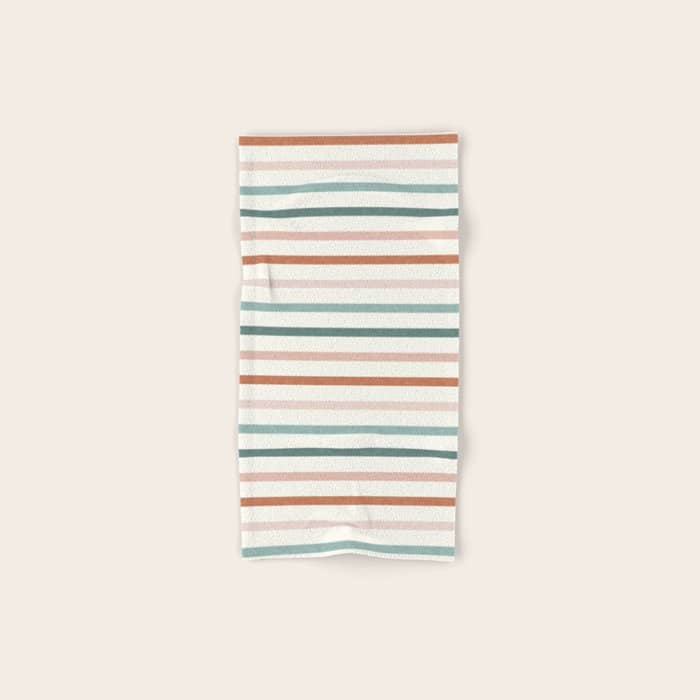 Sunset Stripes In Terra Cotta And Jade Bath Towel