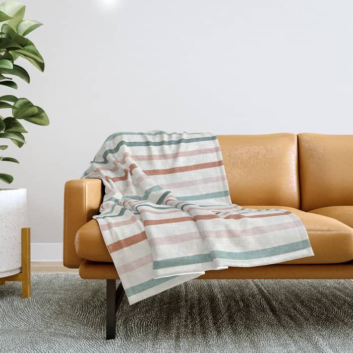 Sunset Stripes In Terra Cotta And Jade Throw Blanket