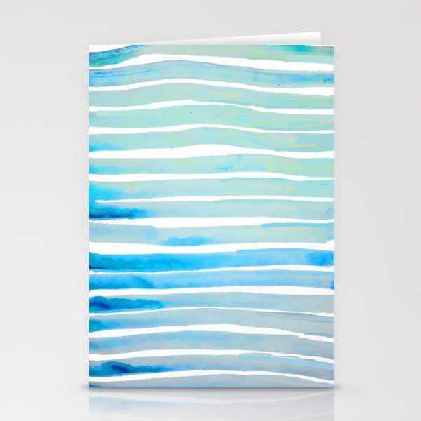 New Year Blue Water Lines Stationery Card