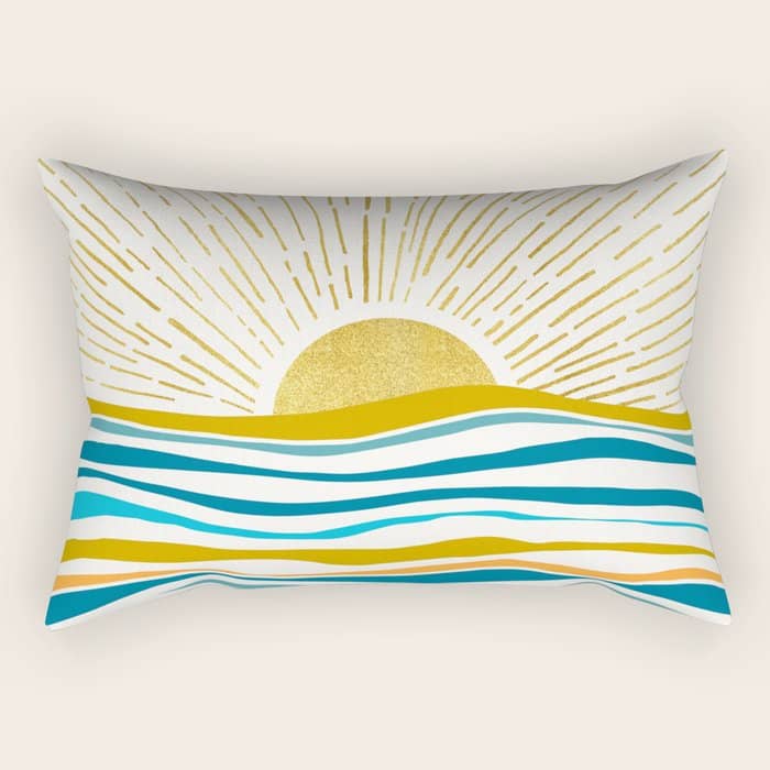 Sunrise At Sea Abstract Landscape Rectangular Pillow