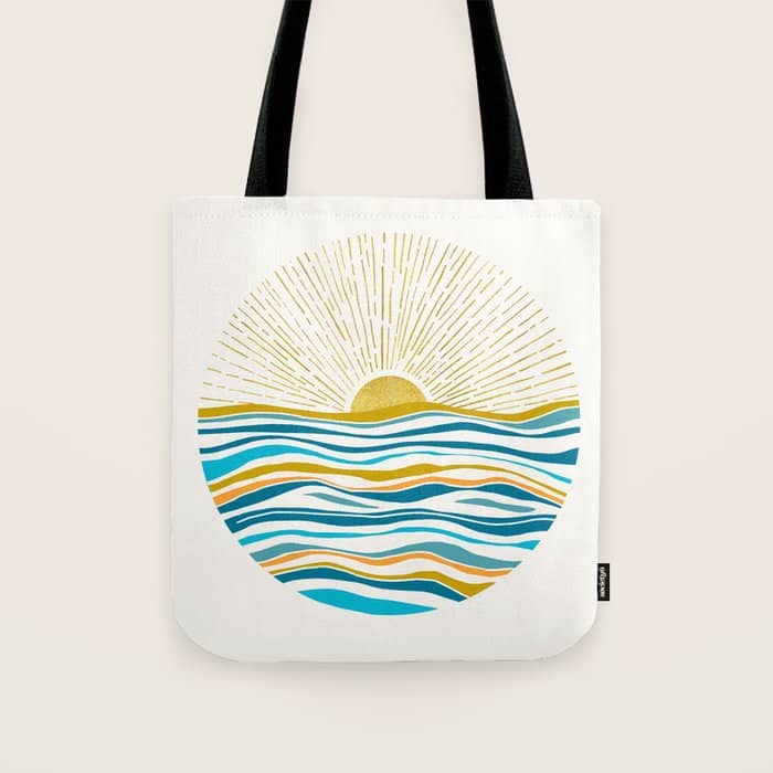 Sunrise At Sea Abstract Landscape Tote Bag
