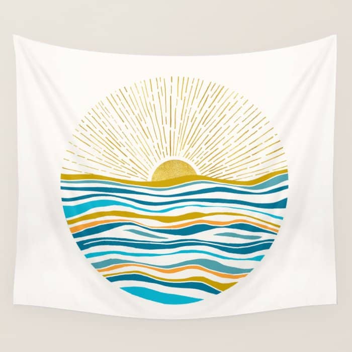 Sunrise At Sea Abstract Landscape Wall Tapestry