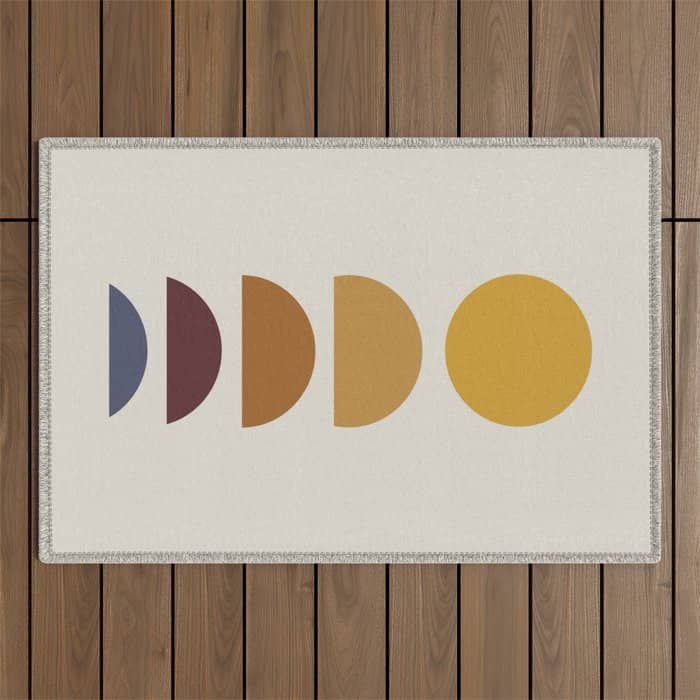 Minimal Sunrise Sunset Shapes Outdoor Rug