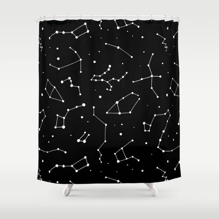Black And White Constellations Shower Curtain