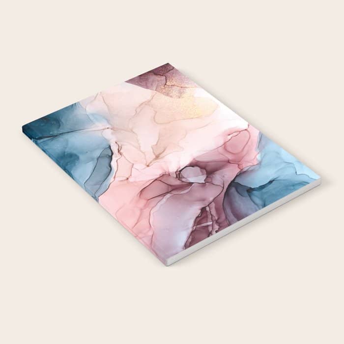 Pastel Plum, Deep Blue, Blush And Gold Abstract Painting Notebook
