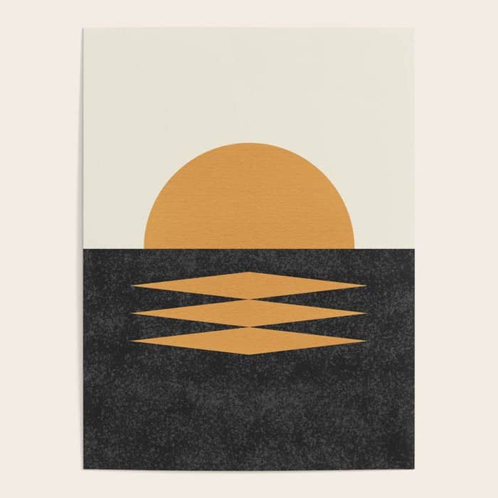 Sunset Geometric Midcentury Style Poster