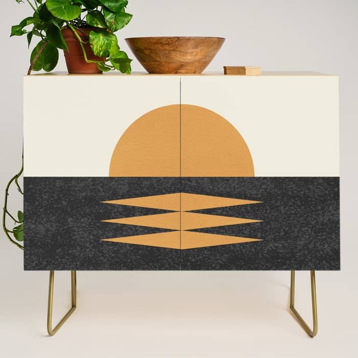Sunset Geometric Midcentury Style Credenza