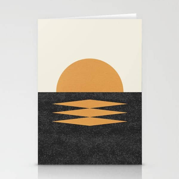 Sunset Geometric Midcentury Style Stationery Card