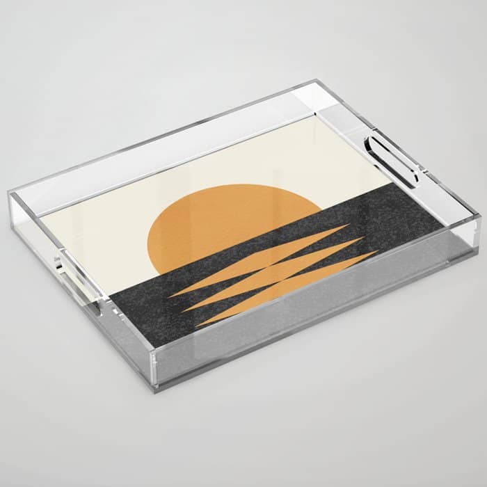 Sunset Geometric Midcentury Style Acrylic Tray