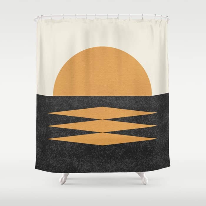 Sunset Geometric Midcentury Style Shower Curtain