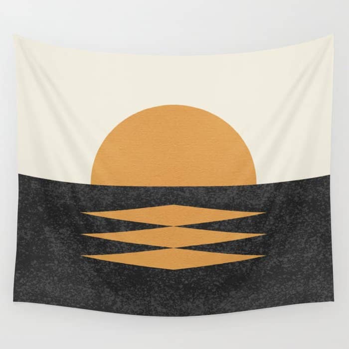Sunset Geometric Midcentury Style Wall Tapestry