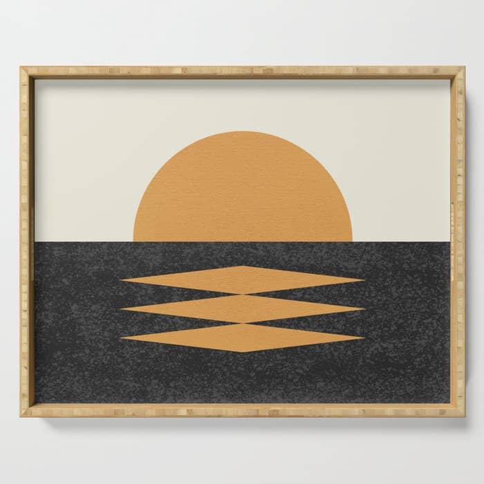 Sunset Geometric Midcentury Style Serving Tray