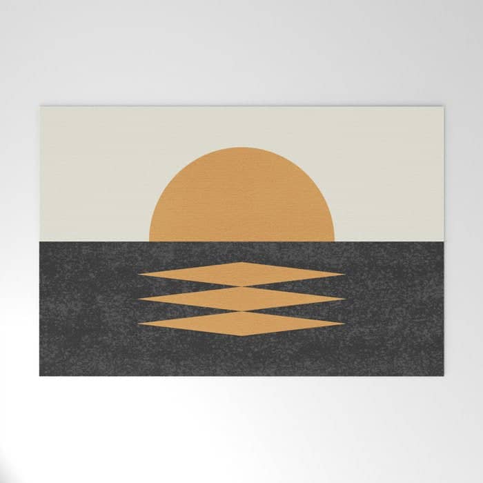 Sunset Geometric Midcentury Style Welcome Mat