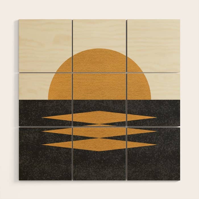 Sunset Geometric Midcentury Style Wood Wall Art