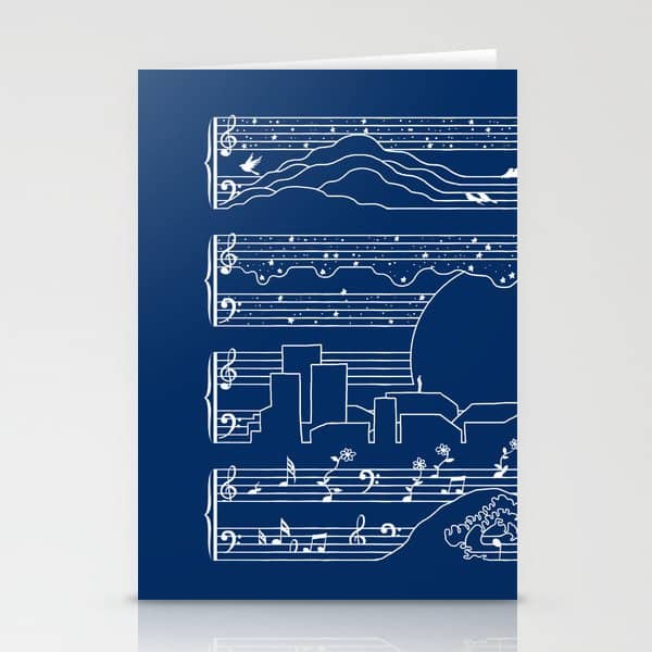 The Moonlight Sonata Blue Stationery Card