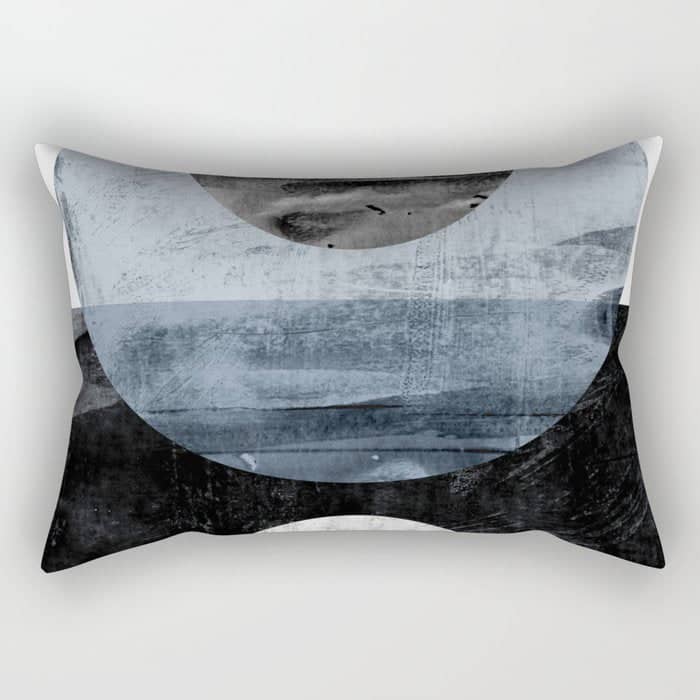 Circles Black And White Geometric Mid-Century Modern Abstract Rectangular Pillow