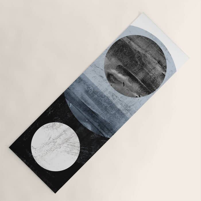 Circles Black And White Geometric Mid-Century Modern Abstract Yoga Mat