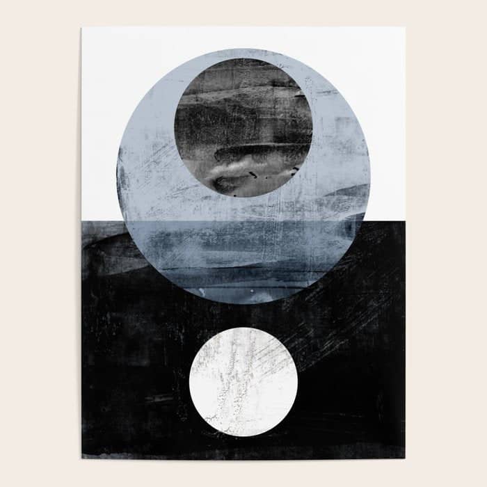 Circles Black And White Geometric Mid-Century Modern Abstract Poster