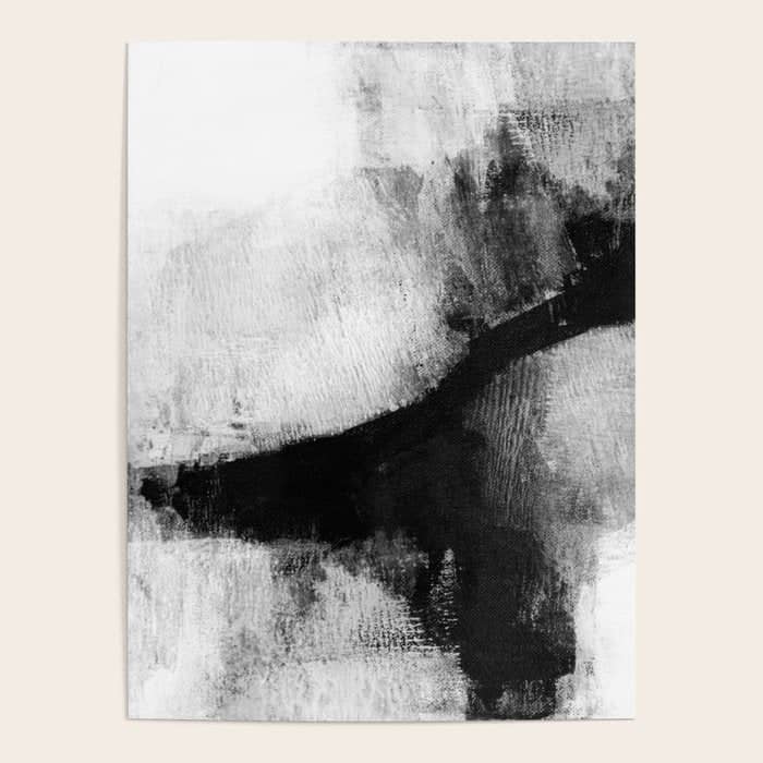 Black And White Textured Abstract Painting "Delve 2" Poster