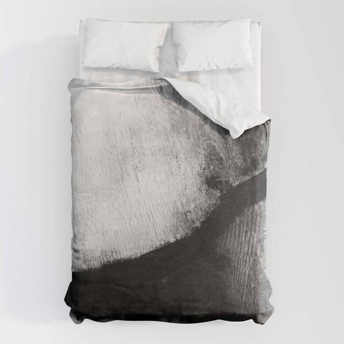 Black And White Textured Abstract Painting "Delve 2" Duvet Cover