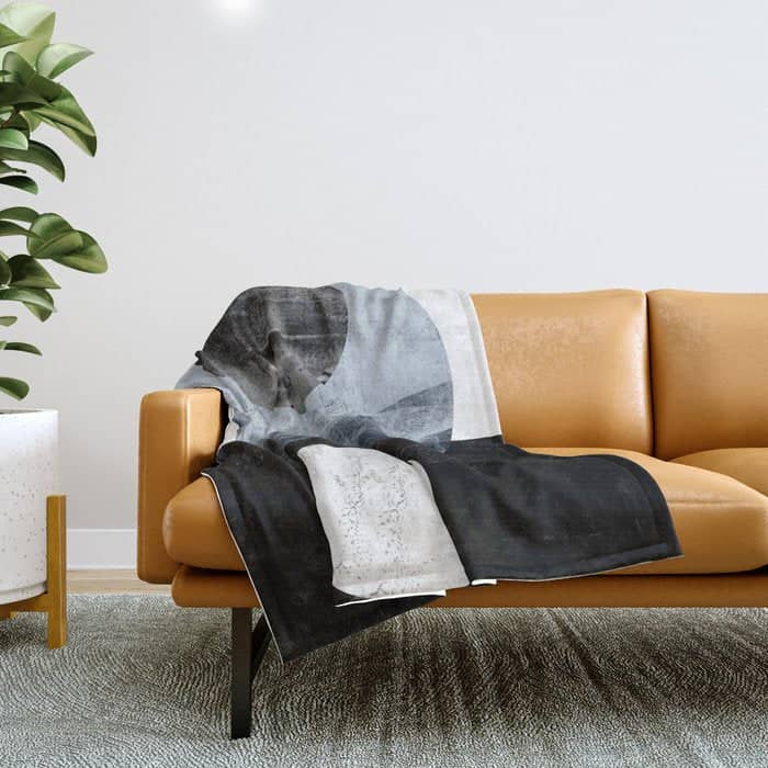 Circles Black And White Geometric Mid-Century Modern Abstract Throw Blanket