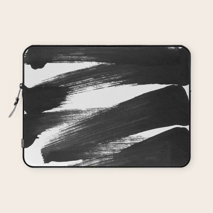 Black Brushstrokes Abstract Ink Painting Laptop Sleeve