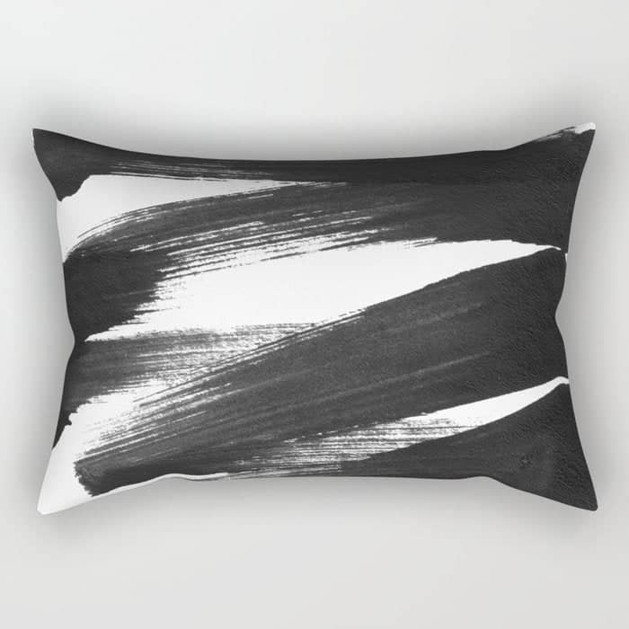 Black Brushstrokes Abstract Ink Painting Rectangular Pillow