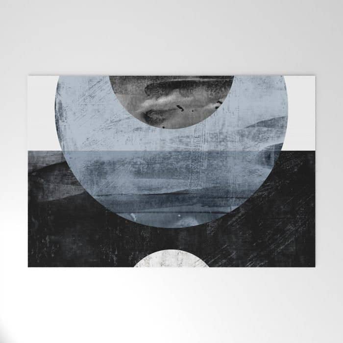 Circles Black And White Geometric Mid-Century Modern Abstract Welcome Mat