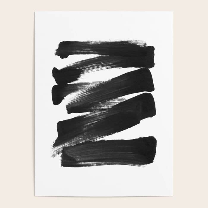 Black Brushstrokes Abstract Ink Painting Poster