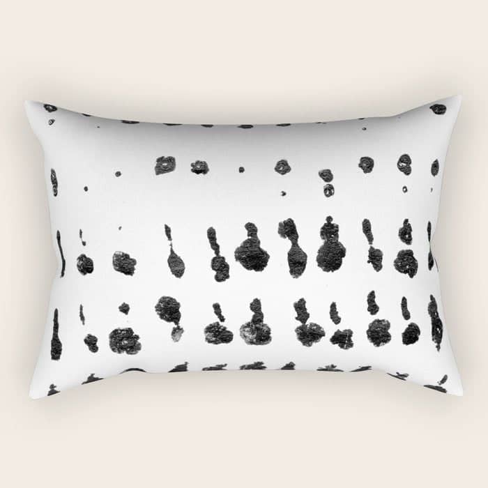 Medium Dots Pattern Black And White Distressed Texture Abstract Rectangular Pillow