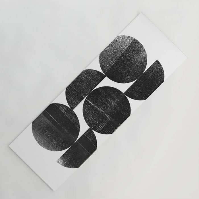 Black And White Mid Century Modern Op Art Yoga Mat