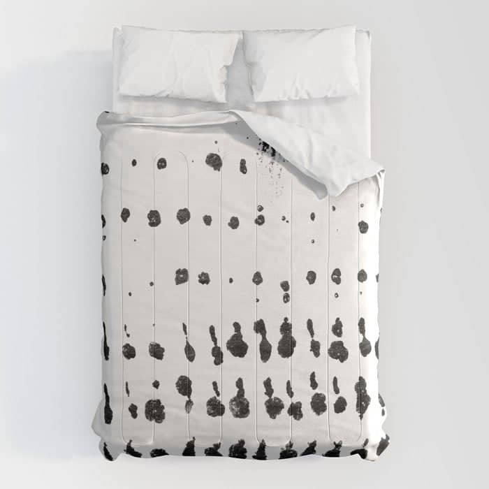 Medium Dots Pattern Black And White Distressed Texture Abstract Comforter