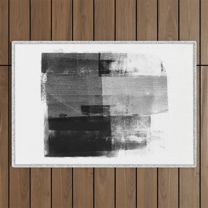 Black And White Minimalist Industrial Abstract Outdoor Rug